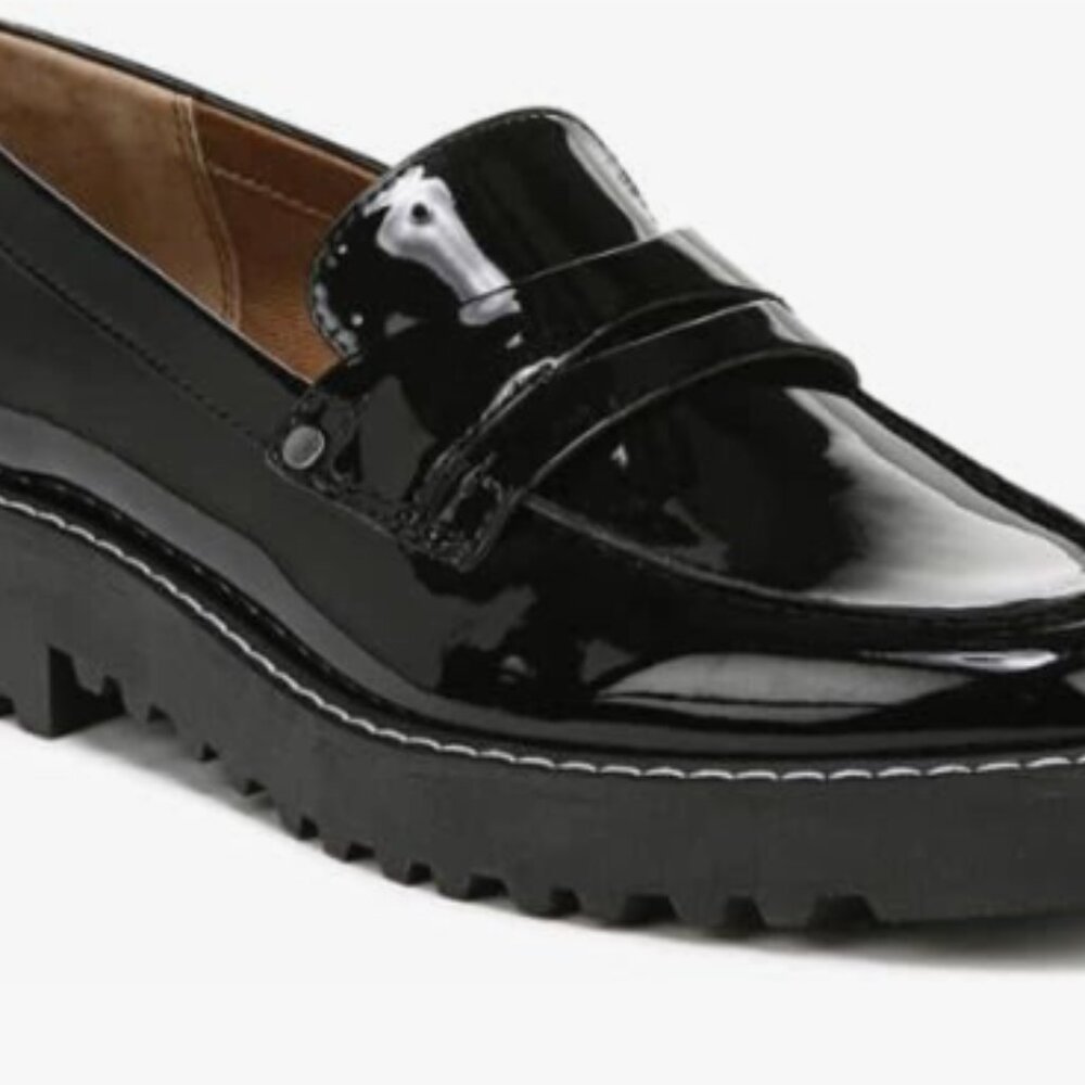 Womens Shiny Black Loafers